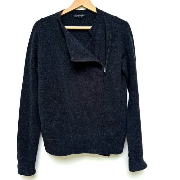 Eileen Fisher Dark Grey Moto Wool Jacket Small - Picture 1 of 10